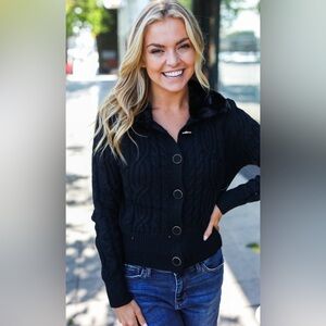 Entro Black Cable Knit Cardigan